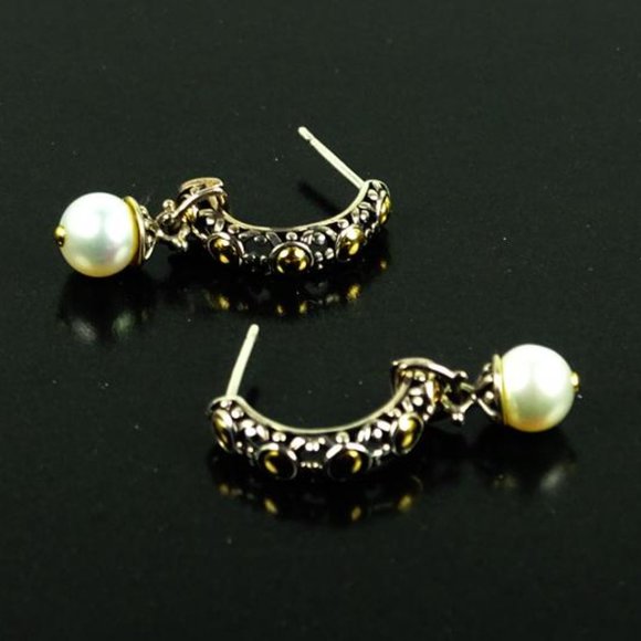 JOHN HARDY Jaisalmer Two-in-one Sterling Silver 18k Gold WhitePearl Earrings